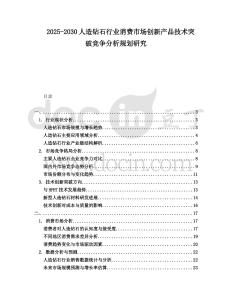 2025-2030人造鉆石行業消費市場創新產品技術突破競爭分析規劃研究