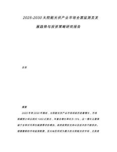 2025-2030太陽能光伏產(chǎn)業(yè)市場全面監(jiān)測及發(fā)展趨勢與投資策略研究報告
