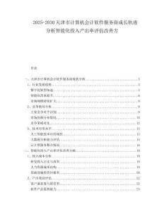 2025-2030天津市計算機(jī)會計軟件服務(wù)商成長軌跡分析智能化投入產(chǎn)出率評估改善方