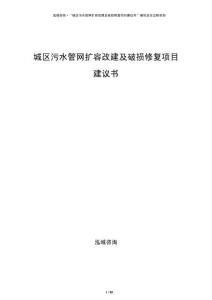 城區(qū)污水管網(wǎng)擴(kuò)容改建及破損修復(fù)項目建議書