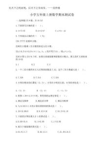 2025年小學五年級上冊數學期末測試卷審定版