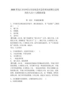 2025黑龍江齊齊哈爾市富裕縣應急管理局招聘公益性崗位人員1人模擬試卷及參考答案詳解一套