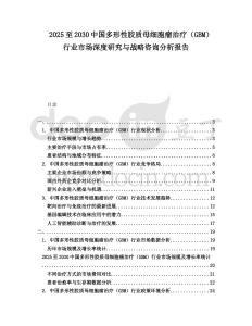 2025至2030中國多形性膠質母細胞瘤治療（GBM）行業市場深度研究與戰略咨詢分析報告