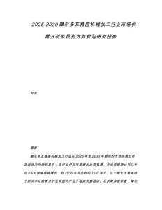 2025-2030摩爾多瓦精密機械加工行業(yè)市場供需分析及投資方向規(guī)劃研究報告