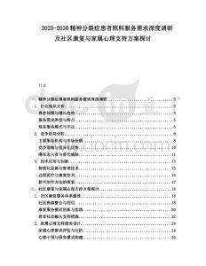 2025-2030精神分裂癥患者照料服務(wù)需求深度調(diào)研及社區(qū)康復(fù)與家屬心理支持方案探討