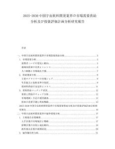 2025-2030中國宇宙飲料開発業(yè)界の市場需要供給分析及び投資評価計畫分析研究報告