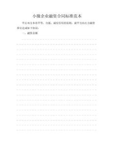 小微企業(yè)融資合同標(biāo)準(zhǔn)范本