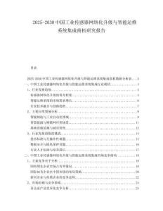2025-2030中國工業傳感器網絡化升級與智能運維系統集成商機研究報告