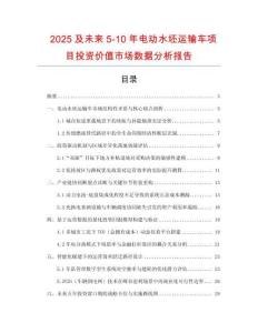 2025及未來5-10年電動水坯運(yùn)輸車項目投資價值市場數(shù)據(jù)分析報告