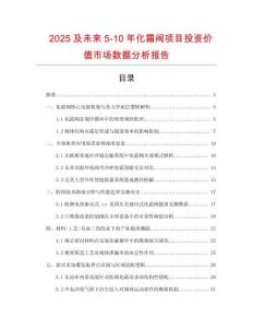 2025及未來5-10年化霜閥項目投資價值市場數據分析報告