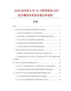 2025及未來5年15寸醫用彩色CRT顯示器項目投資價值分析報告