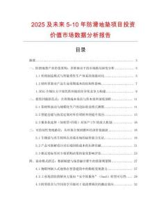 2025及未來5-10年防滑地墊項目投資價值市場數(shù)據(jù)分析報告