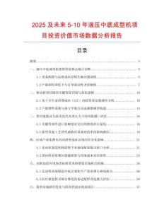 2025及未來5-10年液壓中底成型機項目投資價值市場數(shù)據(jù)分析報告