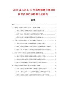 2025及未來5-10年新型蜂窩夾套項目投資價值市場數據分析報告