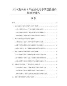 2025及未來5年起動(dòng)機(jī)定子項(xiàng)目投資價(jià)值分析報(bào)告