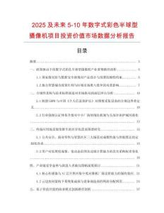 2025及未來5-10年數字式彩色半球型攝像機項目投資價值市場數據分析報告