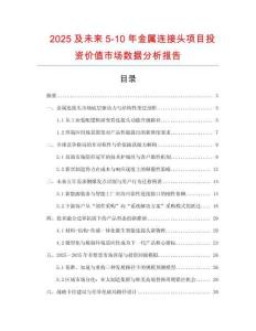 2025及未來5-10年金屬連接頭項目投資價值市場數據分析報告