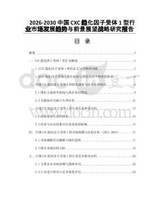 2026-2030中國CXC趨化因子受體1型行業(yè)市場發(fā)展趨勢與前景展望戰(zhàn)略研究報告