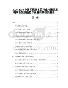 2026-2030中國耳鳴康復(fù)儀行業(yè)市場(chǎng)深度調(diào)研及發(fā)展趨勢(shì)與投資前景研究報(bào)告
