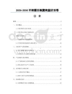 2026-2030牙刷項目融資商業計劃書