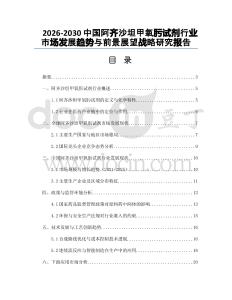2026-2030中國阿齊沙坦甲氧肟試劑行業市場發展趨勢與前景展望戰略研究報告