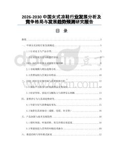 2026-2030中國女式涼鞋行業(yè)發(fā)展分析及競爭格局與發(fā)展趨勢預測研究報告