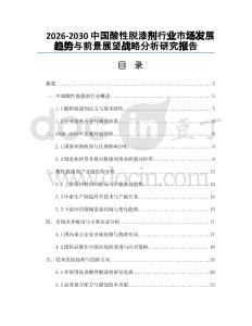 2026-2030中國酸性脫漆劑行業(yè)市場發(fā)展趨勢與前景展望戰(zhàn)略分析研究報(bào)告