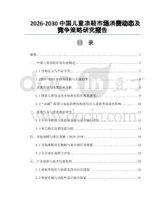 2026-2030中國兒童涼鞋市場消費動態(tài)及競爭策略研究報告