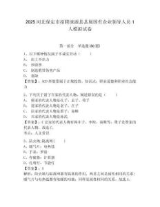 2025河北保定市招聘涞源县县属国有企业领导人员1人模拟试卷及一套答案详解