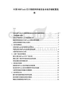 中國NORFlash芯片物聯網終端設備本地存儲配置趨勢