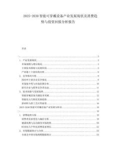 2025-2030智能可穿戴設備產(chǎn)業(yè)發(fā)展現(xiàn)狀及消費趨勢與投資回報分析報告
