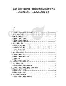 2025-2030中國快遞小哥權(quán)益保障法律制度研究及社會輿論影響與工會角色分析研究報告