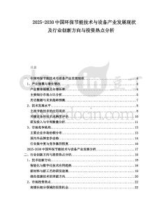 2025-2030中國(guó)環(huán)保節(jié)能技術(shù)與設(shè)備產(chǎn)業(yè)發(fā)展現(xiàn)狀及行業(yè)創(chuàng)新方向與投資熱點(diǎn)分析