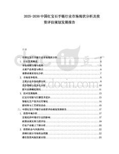 2025-2030中國(guó)紅寶石手鏈行業(yè)市場(chǎng)現(xiàn)狀分析及投資評(píng)估規(guī)劃發(fā)展報(bào)告