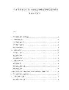 汽車保養維修行業市場深度調研及發展趨勢和前景預測研究報告