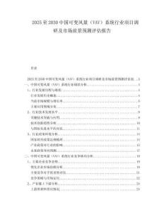 2025至2030中国可变风量（VAV）系统行业项目调研及市场前景预测评估报告