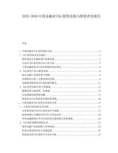 2025-2030中國金融業ESG投資實踐與績效評估報告