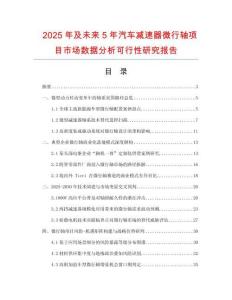 2025年及未來5年汽車減速器微行軸項目市場數據分析可行性研究報告