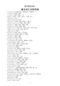 高中英語人教版必修二重點詞匯詞形轉換匯總