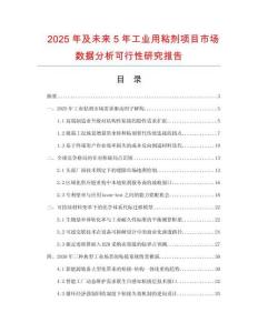 2025年及未來5年工業(yè)用粘劑項目市場數(shù)據(jù)分析可行性研究報告