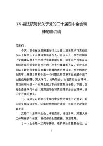 縣法院院長關于黨的二十屆四中全會精神的宣講稿