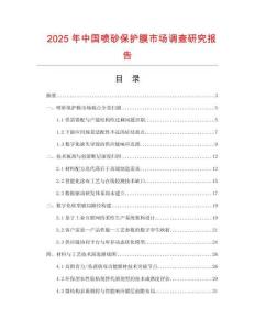 2025年中國噴砂保護膜市場調(diào)查研究報告