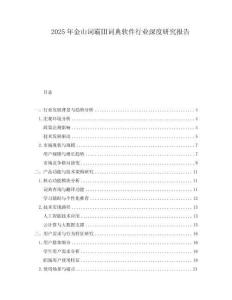 2025年金山詞霸Ⅲ詞典軟件行業(yè)深度研究報(bào)告