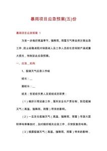 暴雨項目應(yīng)急預(yù)案份