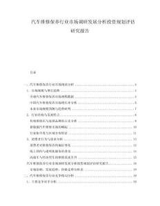汽車維修保養(yǎng)行業(yè)市場調(diào)研發(fā)展分析投資規(guī)劃評估研究報(bào)告