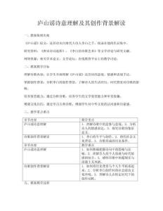 廬山謠詩意理解及其創作背景解讀