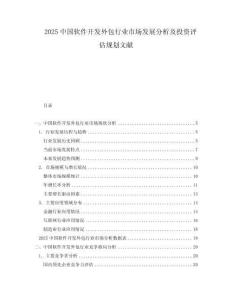 2025中國軟件開發外包行業市場發展分析及投資評估規劃文獻