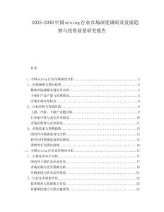 2025-2030中國(guó)mining行業(yè)市場(chǎng)深度調(diào)研及發(fā)展趨勢(shì)與投資前景研究報(bào)告