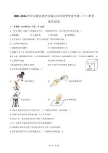 2025-2026學年安徽省合肥市蜀山區西苑中學九年級（上）期中化學試卷（含答案）