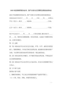 2025年度離婚同居協(xié)議書：財產(chǎn)分割與生活費用及債務處理協(xié)議
